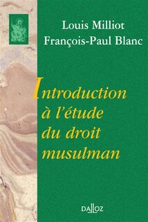 Front cover_Introduction à l'étude du droit musulman
