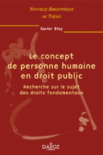 Front cover_Le concept de personne humaine en droit public