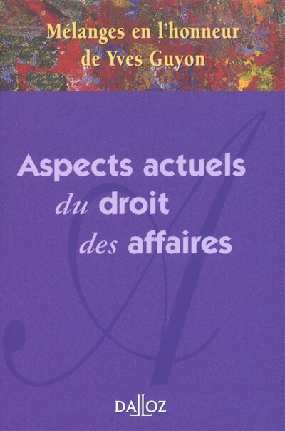 Front cover_Aspects du droit des affaires : mélanges en l'honneur de Yves Guyon