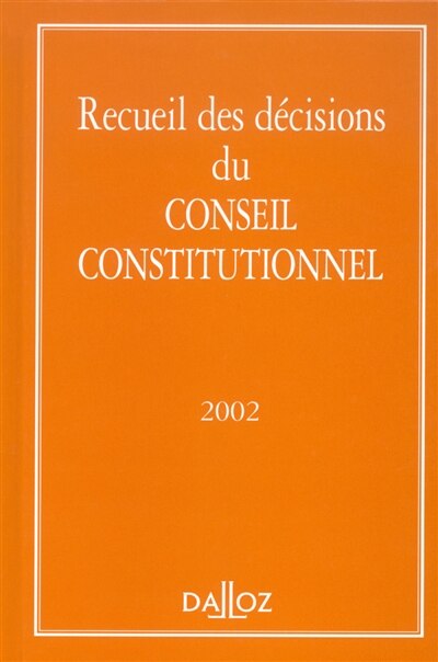 Front cover_Recueil des décisions du Conseil constitutionnel 2002