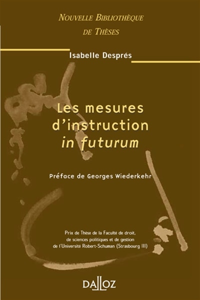 Front cover_Les mesures d'instruction in futurum