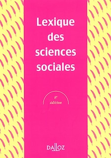 Front cover_Lexique des sciences sociales