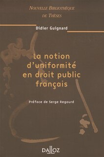 Front cover_La notion d'uniformité en droit public français