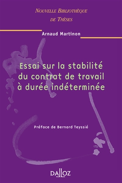 Front cover_Essai sur la stabilité du contrat de travail à durée indéterminé