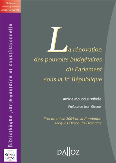 Couverture_Rénovation des pouvoirs budgétaires du Parlement sous la Ve République