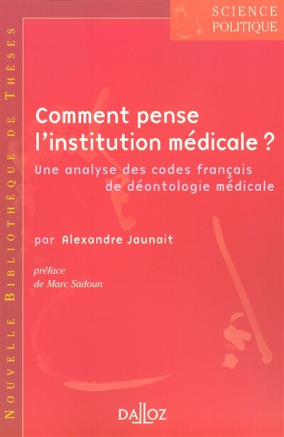 Front cover_Comment pense l'institution médicale ?