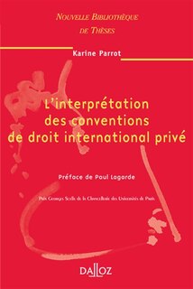 Front cover_L' interprétation des conventions de droit international privé