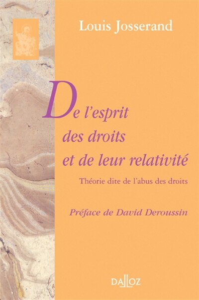 Front cover_De l'esprit des droits et de leur relativité