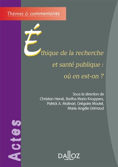 Front cover_Ethique de la recherche et santé publique