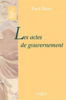 Front cover_Les actes de gouvernement