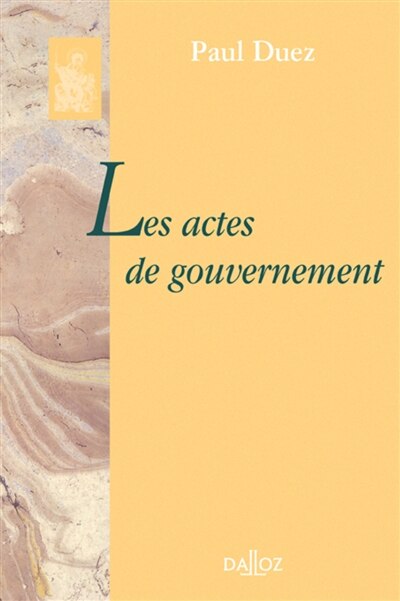 Front cover_Les actes de gouvernement