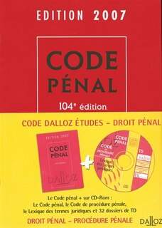 Front cover_Code Dalloz études droit pénal 2007
