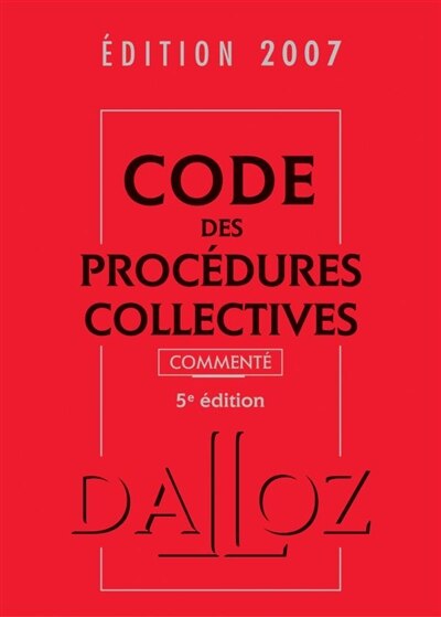 Couverture_Code des procédures collectives 2007 commenté