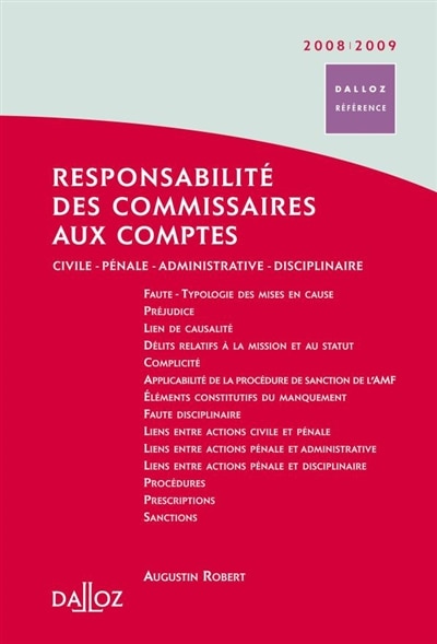 Front cover_Responsabilité des commissaires aux comptes