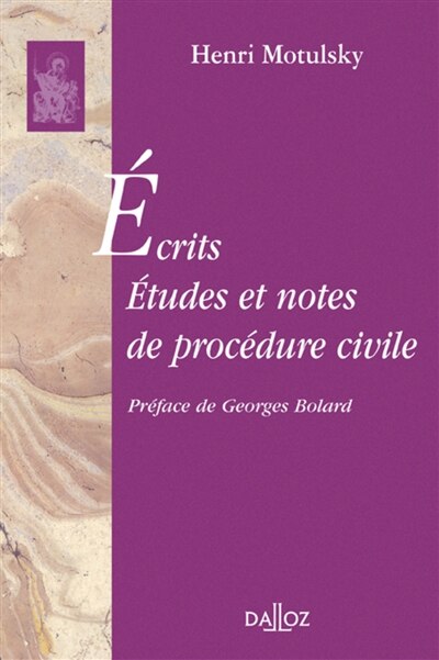 Front cover_Ecrits, études et notes de procédure civile