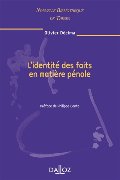 Front cover_L' identité des faits en matière pénale