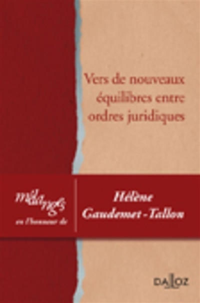 Couverture_Vers de nouveaux équilibres entre ordres juridiques