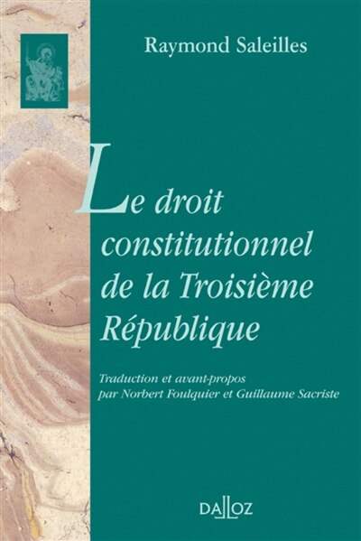 Couverture_Le droit constitutionnel de la troisième République