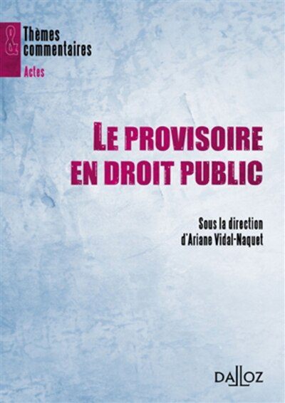 Front cover_Le provisoire en droit public