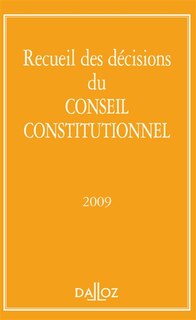 Front cover_Recueil des décisions du Conseil constitutionnel 2009