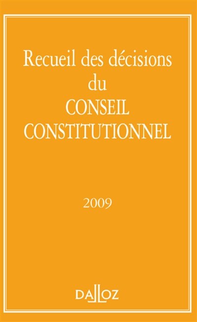 Front cover_Recueil des décisions du Conseil constitutionnel 2009