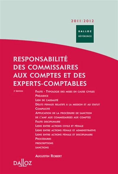 Front cover_Responsabilité des commissaires aux comptes et des experts comptables 2011-2012 : civile, pénale, administrative, disciplinaire