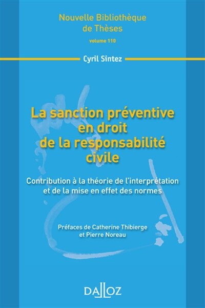 Front cover_La sanction préventive en droit de la responsabilité civile