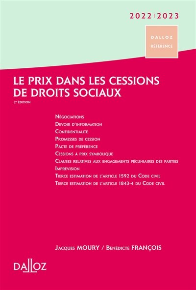 Front cover_Le prix dans les cessions de droits sociaux