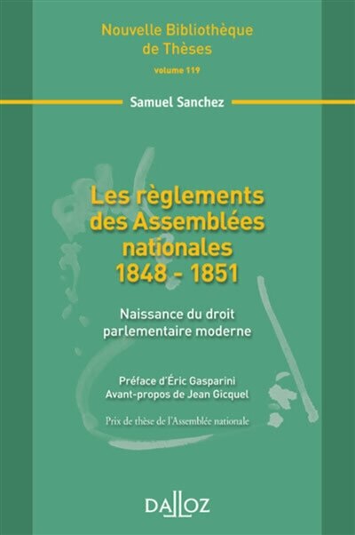 Front cover_Les règlements des Assemblées nationales 1848-1851