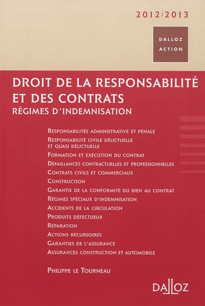 Couverture_Droit de la responsabilité et des contrats : régimes d'indemnisation