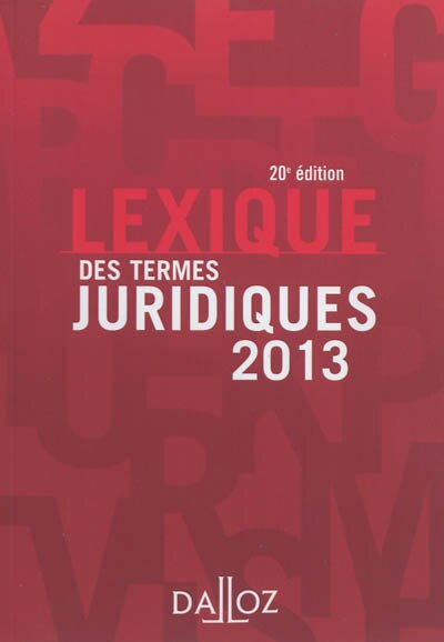 Front cover_Lexique des termes juridiques 2013