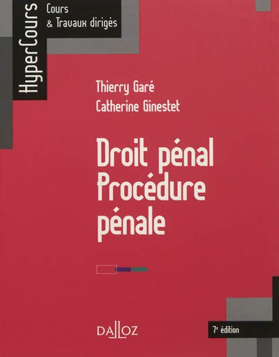 Couverture_Droit pénal, procédure pénale