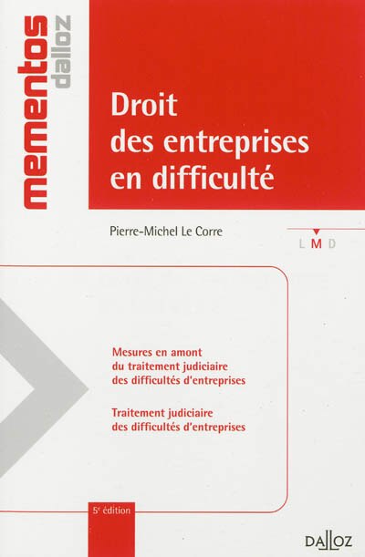 Couverture_Droit des entreprises en difficulté