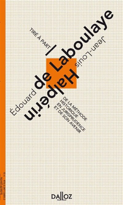 Front cover_De la méthode historique en jurisprudence et de son avenir