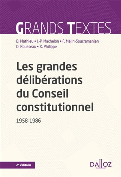 Couverture_Les grandes délibérations du Conseil constitutionnel