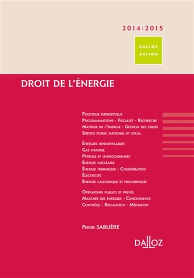 Front cover_Droit de l'énergie 2014-2015