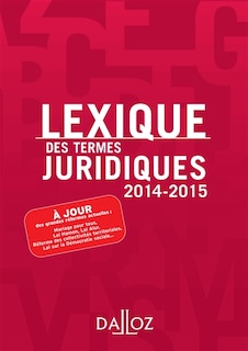 Front cover_Lexique des termes juridiques 2014-2015