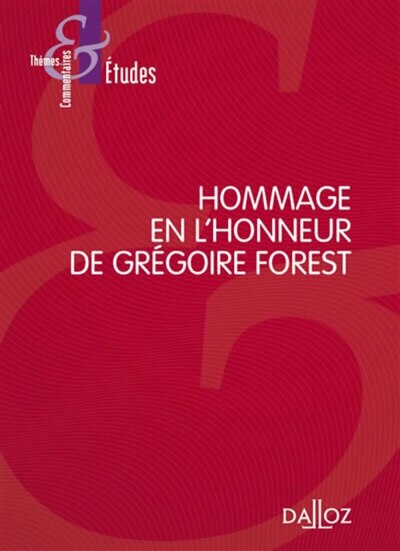 Front cover_Hommage en l'honneur de Grégoire Forest