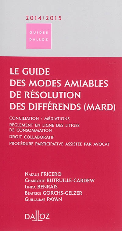 Couverture_Le guide des modes amiables de résolution des différends (MARD) 2014-2015