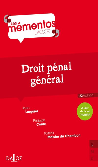Front cover_Droit pénal général