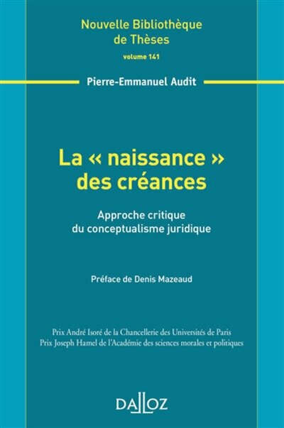 Front cover_La naissance des créances