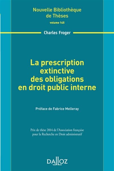 Front cover_La prescription extinctive des obligations en droit public interne