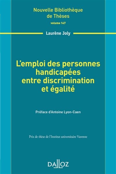 Front cover_L'emploi des personnes handicapées entre discrimination et égalité