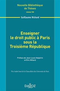 Front cover_Enseigner le droit public à Paris sous la troisième République