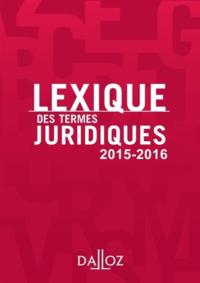 Front cover_Lexique des termes juridiques 2015-2016