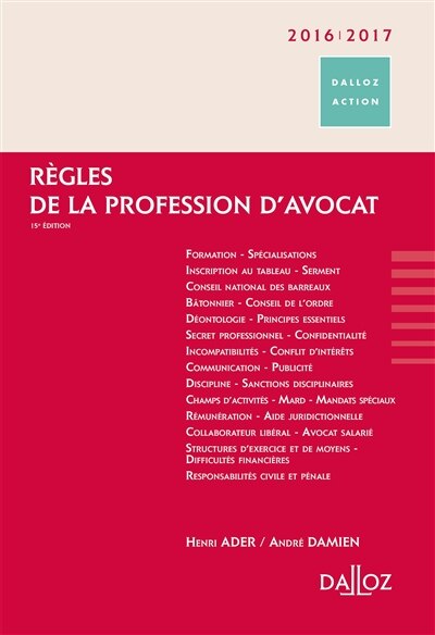 Front cover_Règles de la profession d'avocat