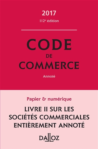 Couverture_Code de commerce 2017, annoté