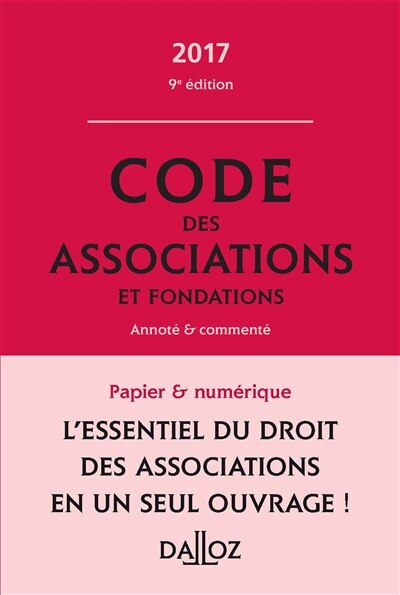 Front cover_Code des associations et fondations 2017, annoté et commenté