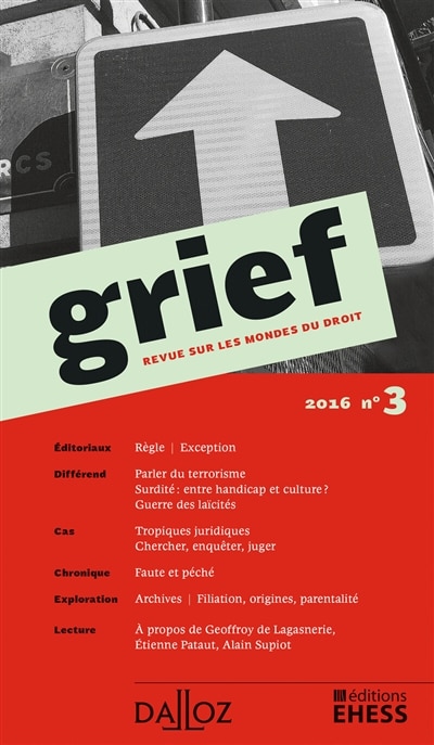 Front cover_Grief : revue sur les mondes du droit, n°3
