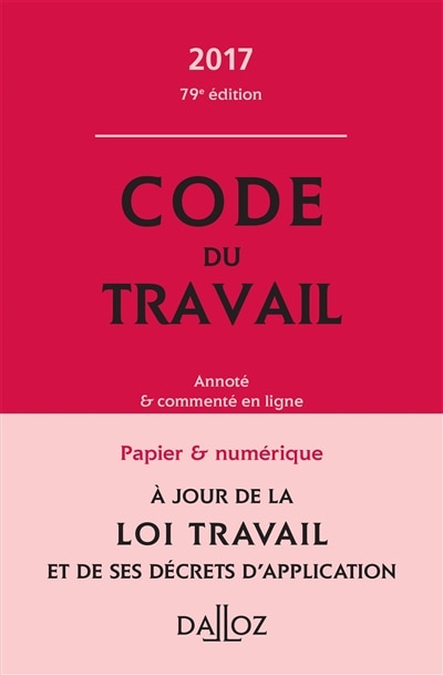Front cover_Code du travail 2017